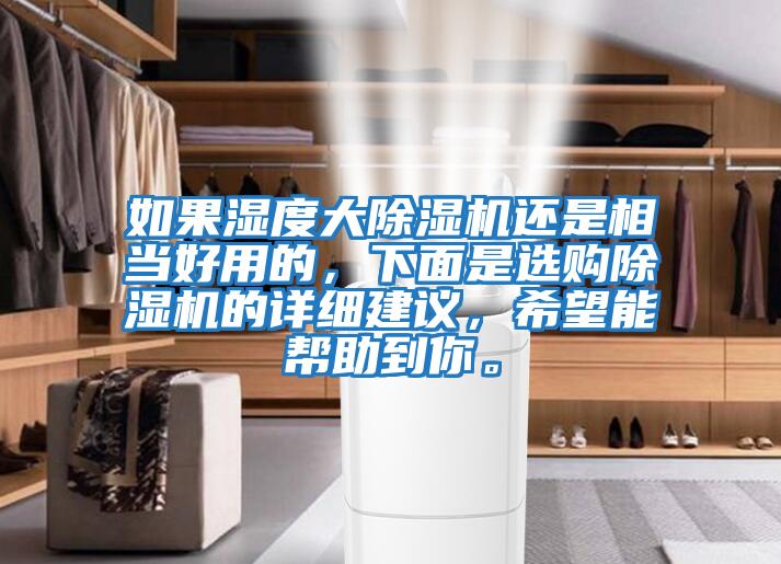 如果濕度大除濕機還是相當(dāng)好用的,下面是選購除濕機的詳細(xì)建議,希望能幫助到你。